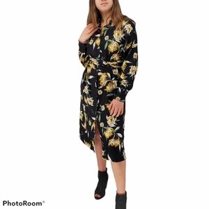 Zara long sleeve floral collar shirt dress